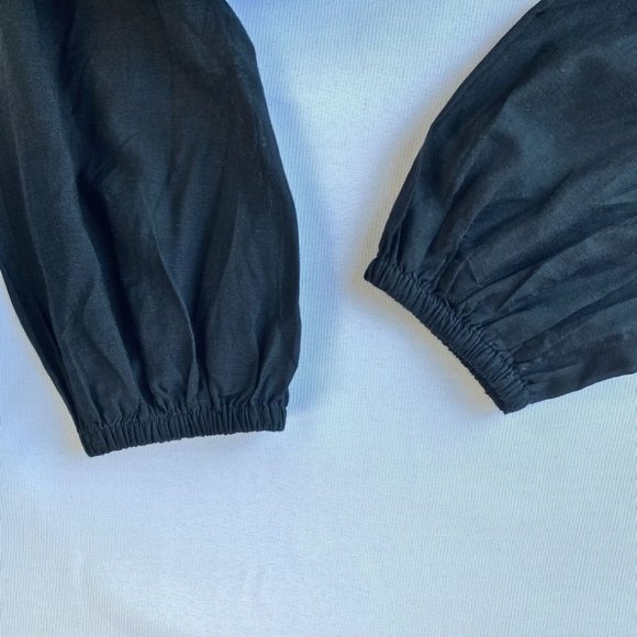 J CREW BLACK SMOCKED V-NECK LONG SLEEVES TIERED MAXI DRESS - 2 - Picture 9 of 11